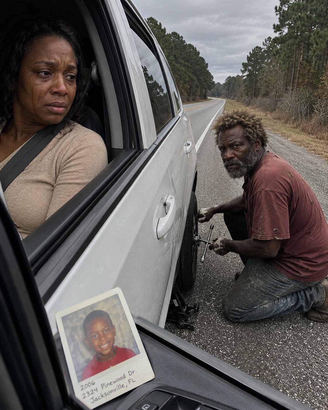A Homeless Man Helped Me Change a Flat Tire on Route 9 Where My Son Disappeared 20 Years Ago – What He Left on My Passenger Seat Brought Me to My Knees