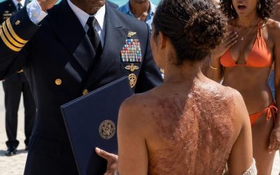 My sister ripped my shirt open on a luxury beach in front of Navy officers and laughed at the scars covering my back. My father stood there in silence while everyone stared at me like I was broken.