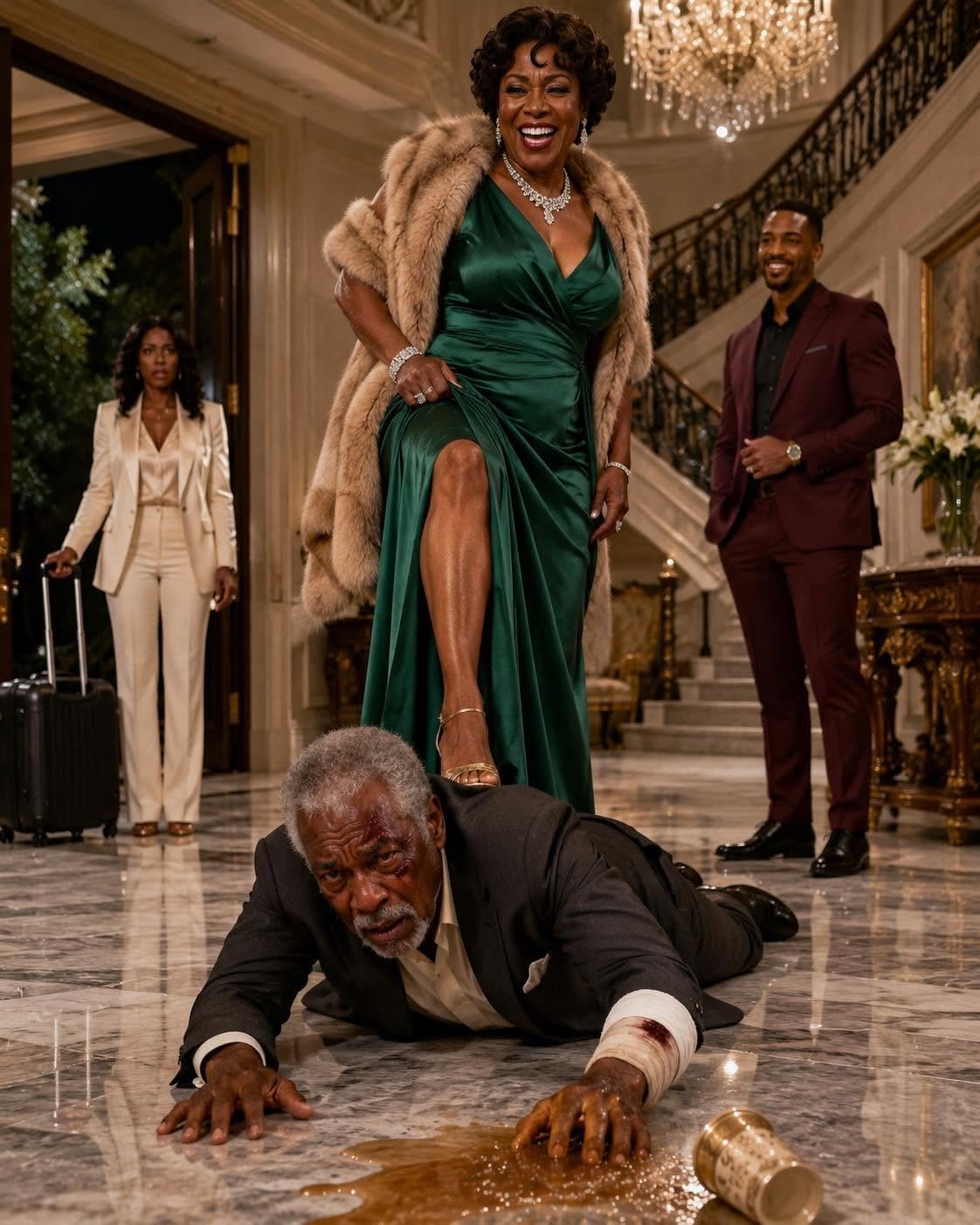 I came home just in time to see my injured father crawling across the marble floor while my stepmother laughed above him. af