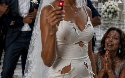 I walked down the aisle with a split lip and a torn veil. My groom smirked at his friends. “She needed a reminder of who’s boss before we sign the papers,” he laughed loudly. The entire congregation, including his mother, chuckled. At the altar, he handed me a gold pen, expecting me to quietly sign away my late father’s M company. I didn’t cry. I calmly looked him in the eye, snapped the expensive pen in half, and reached deep into my bridal bouquet.A: The item I pulled out made his smug face go deathly pale.