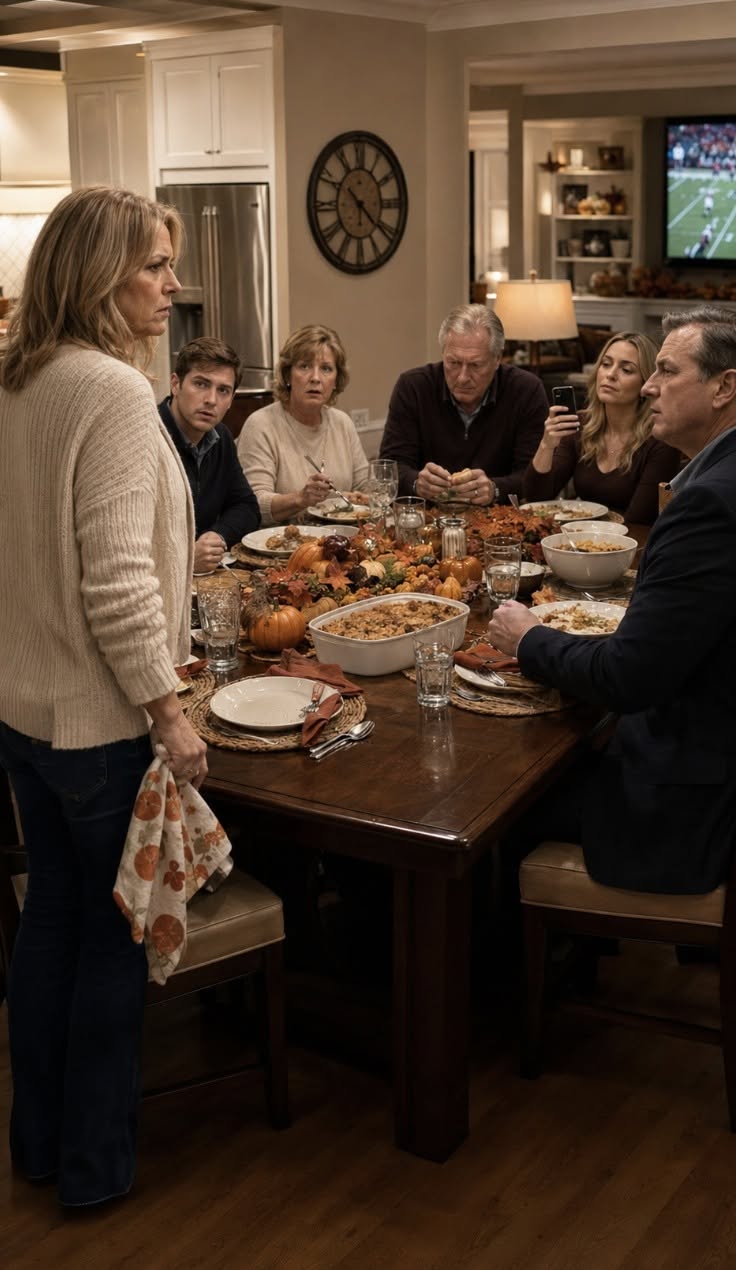The dishcloth was still damp in Diane Mercer’s hand when her husband ended their marriage at the dinner table — not with a confession of infidelity, not by slamming the door, but with a single, calm sentence in front of everyone, while her twenty-year-old daughter sat there, smiling after calling Diane ‘the staff’.