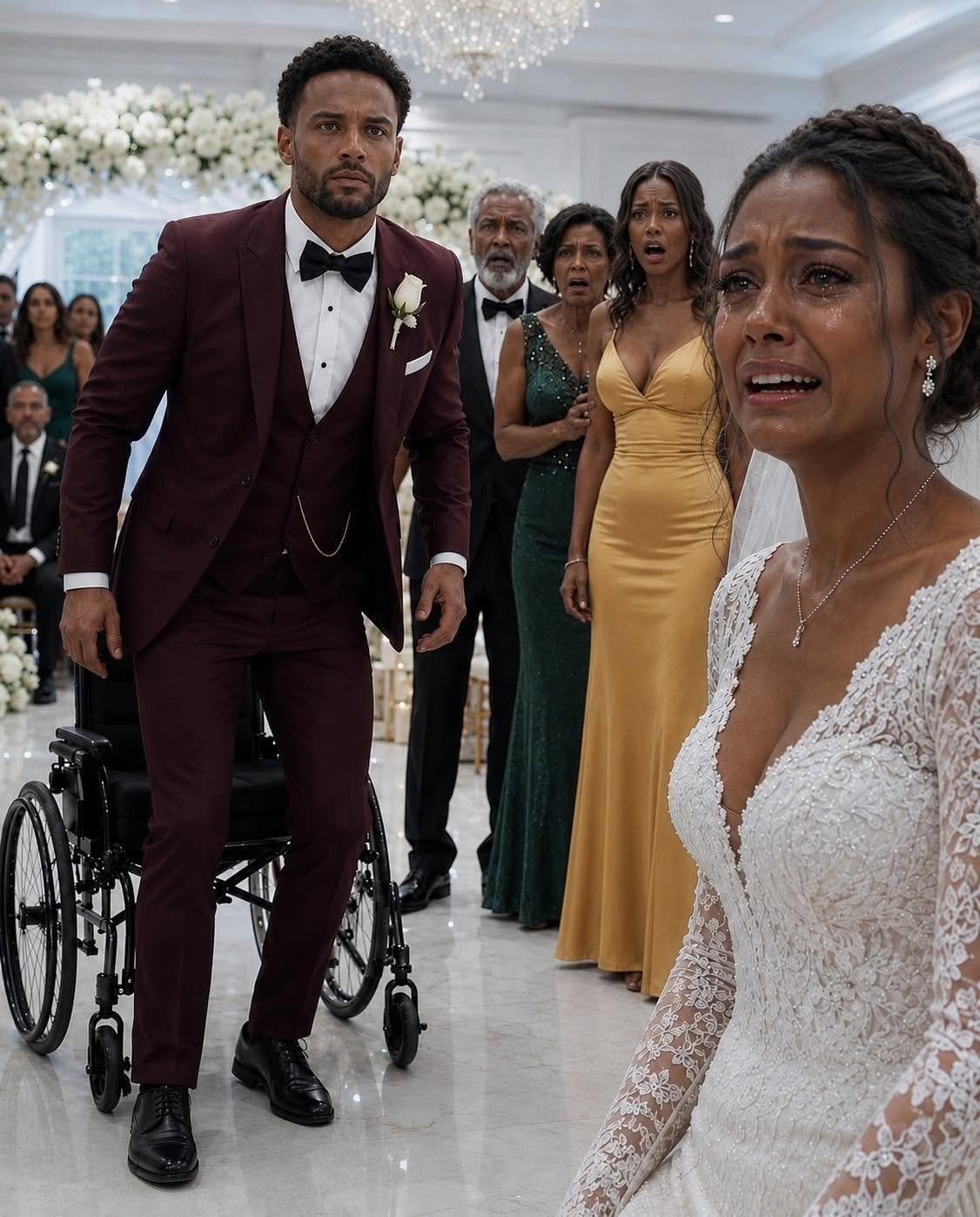 My parents and younger sister laughed loudly at my wedding. “Of course only a cripple would marry a failure like her,”